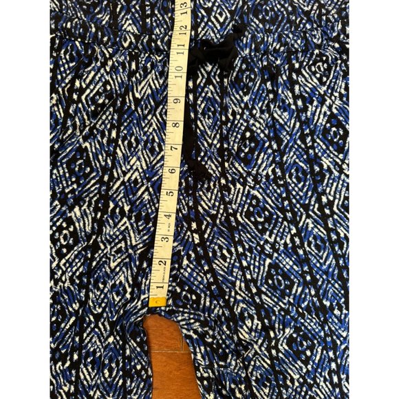 AMBIANCE Blue Tribal Design Elastic Waist Drawstring Strapless Jumpsuit Size L - Picture 10 of 12